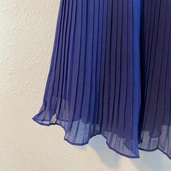 French Connection Blue Pleated Strapless Dress - Picture 5 of 8